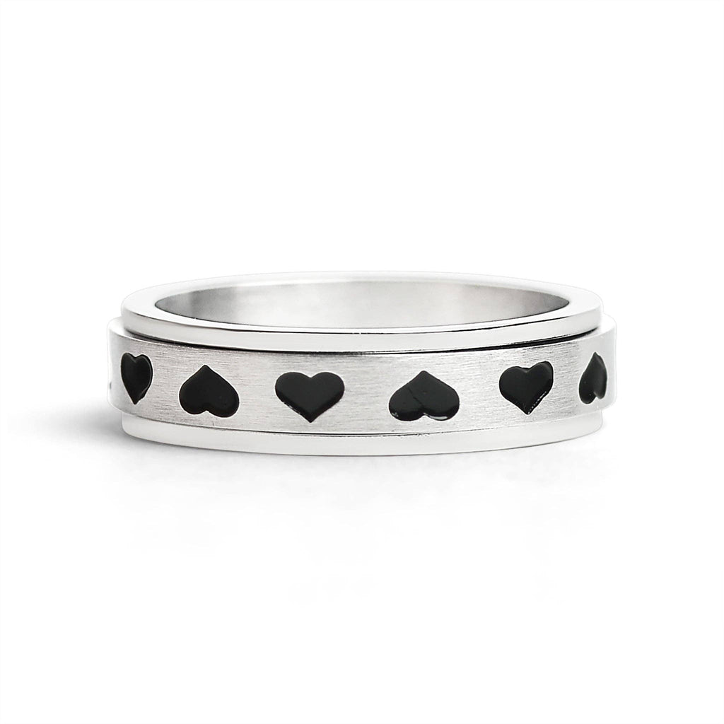 Black Hearted Spinner Ring