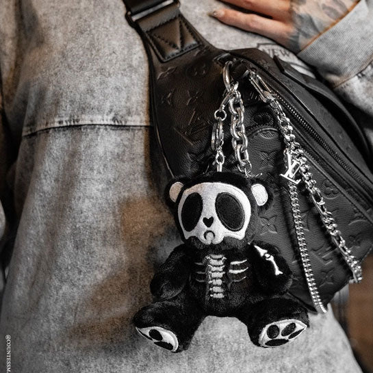 Grumpy Bones Teddy Bear Plush Keychain