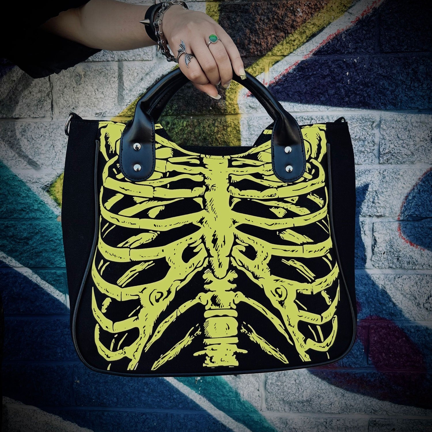 Ribcage Glow in the Dark Shoulder Bag