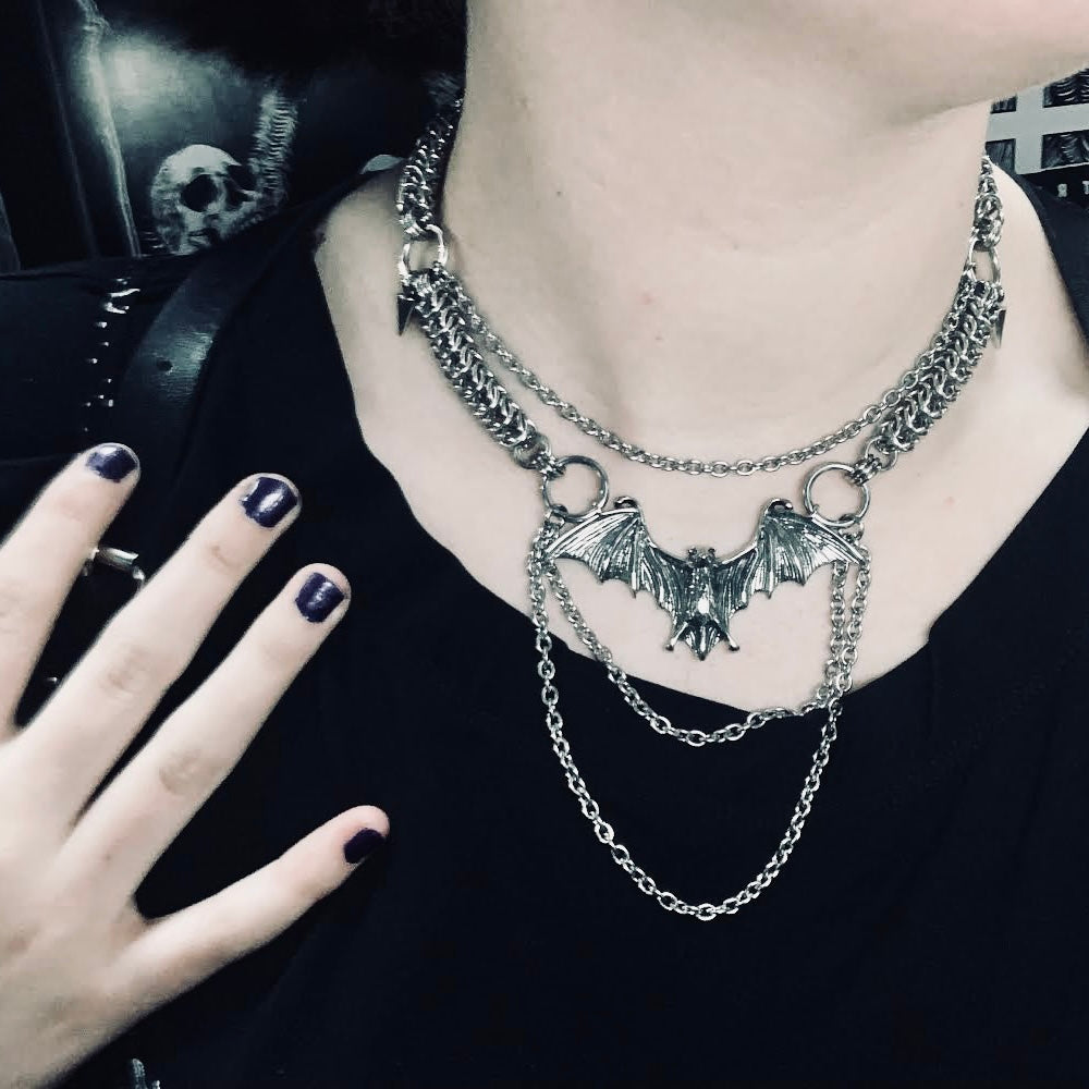 Lugosi Chainmaille Bat Necklace