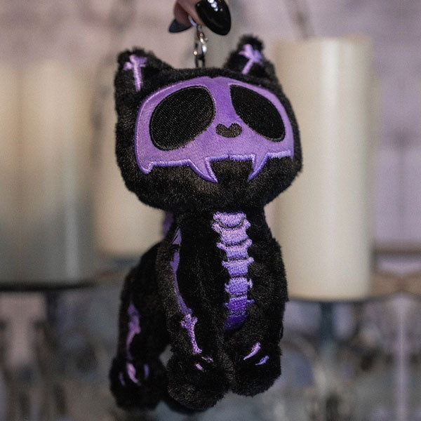 Ultra Violet Bones Skelekitty Plush Keychain