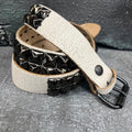 Deuce Studded Grunge White Leather Belt (Large)