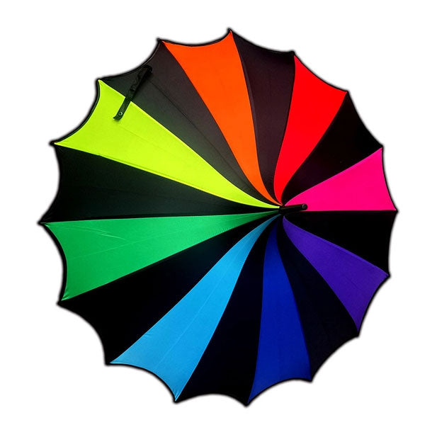 Batwing Pagoda Umbrella - True Black Rainbow