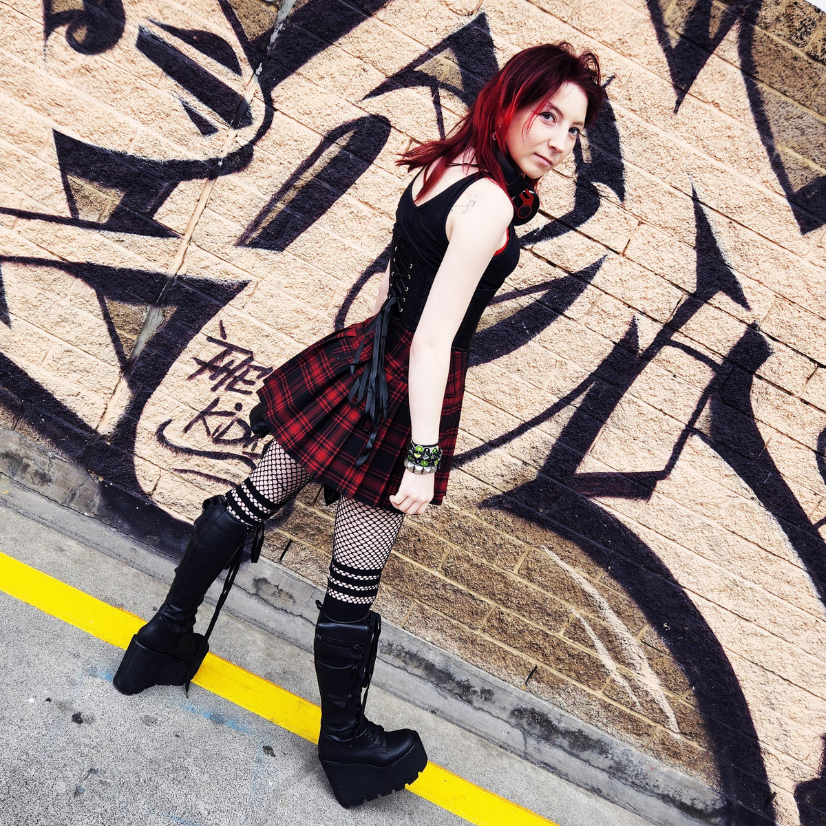 Bat Voyage Tartan Skirt