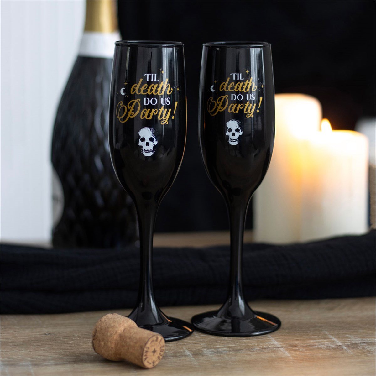 Pair Of Til Death Do Us Party Champagne Flutes