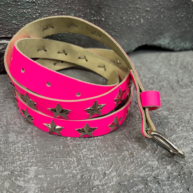 Glam Galaxy Hot Pink Studded Leather Belt (X/Large)
