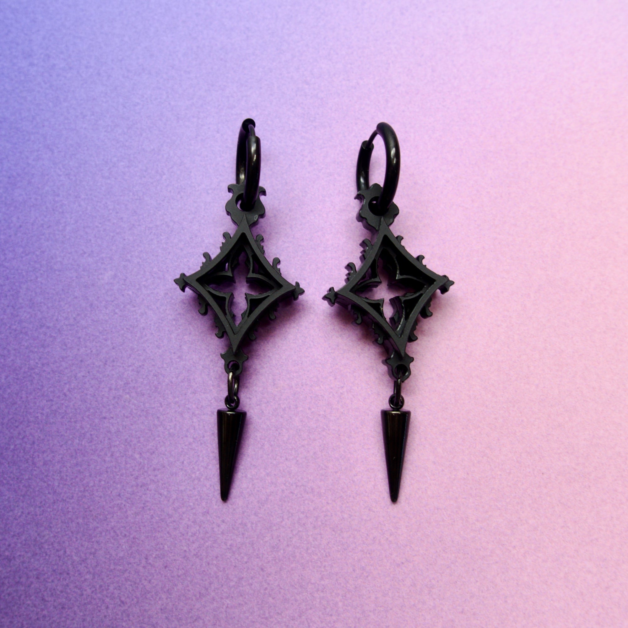 Cathedral Punk Diamond Earrings - Noir