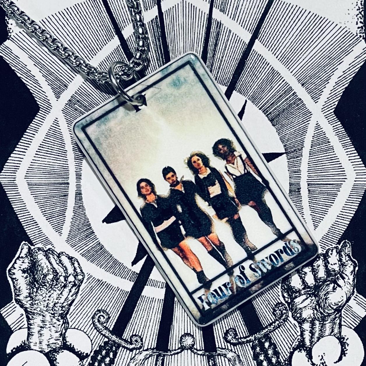 Horror Tarot Four of Swords Necklace