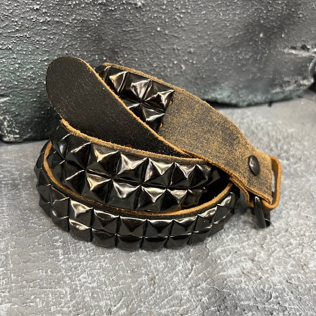 Deuce Studded Grunge Black Leather Belt