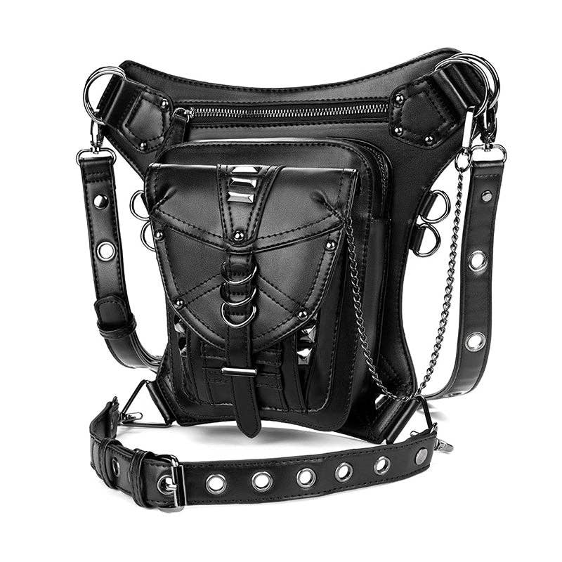 Punk Style Rivet Chain Bag: Black