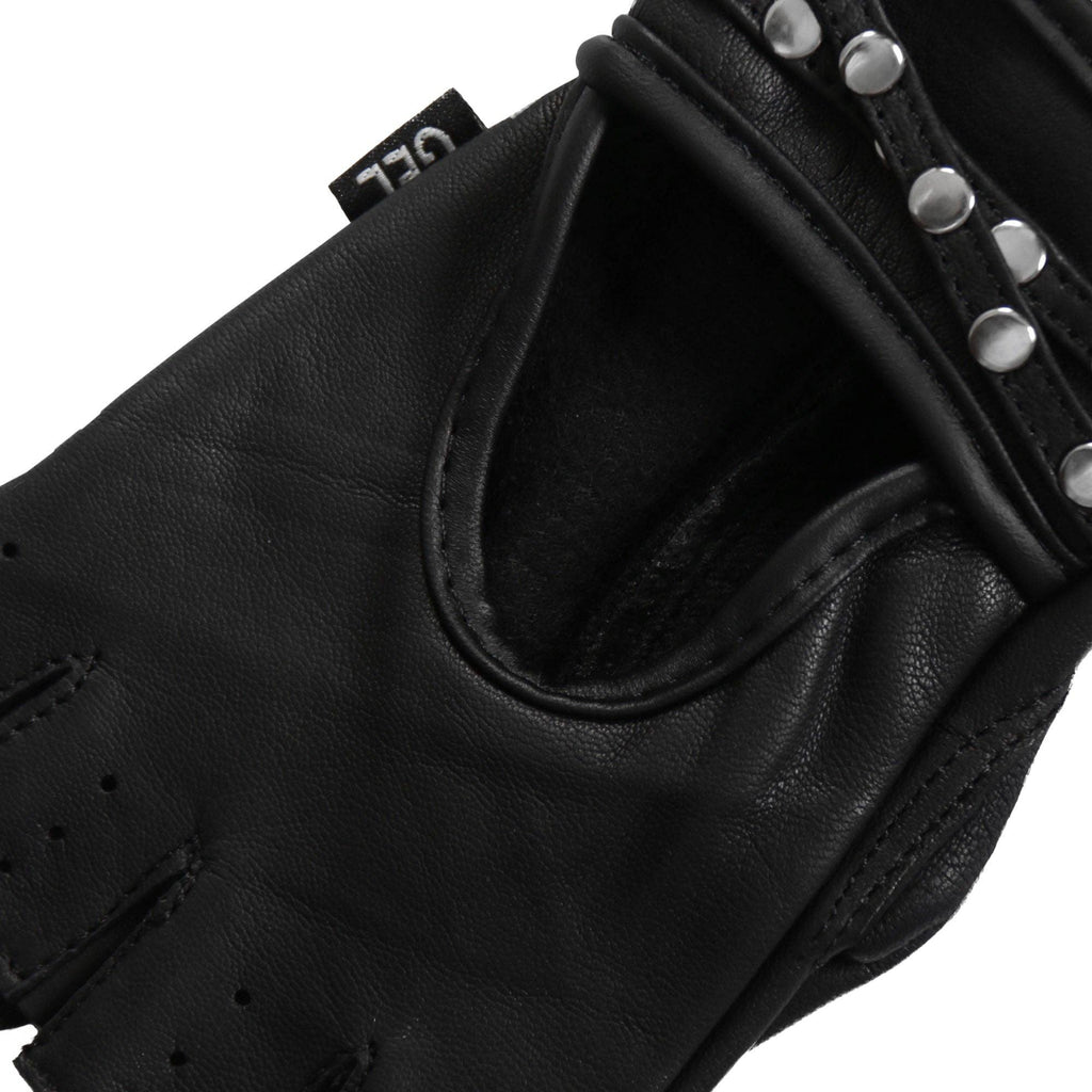 Hot Leathers GVL1010 Ladies Fingerless Gel Palm Gloves with Studs: BLK, XS