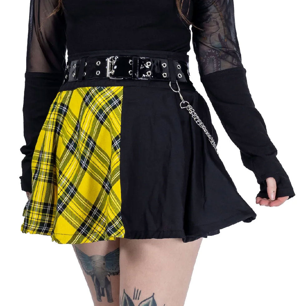 Everleigh Yellow Tartan Split Skirt
