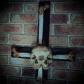 Fallen Wall Skull Sculpture