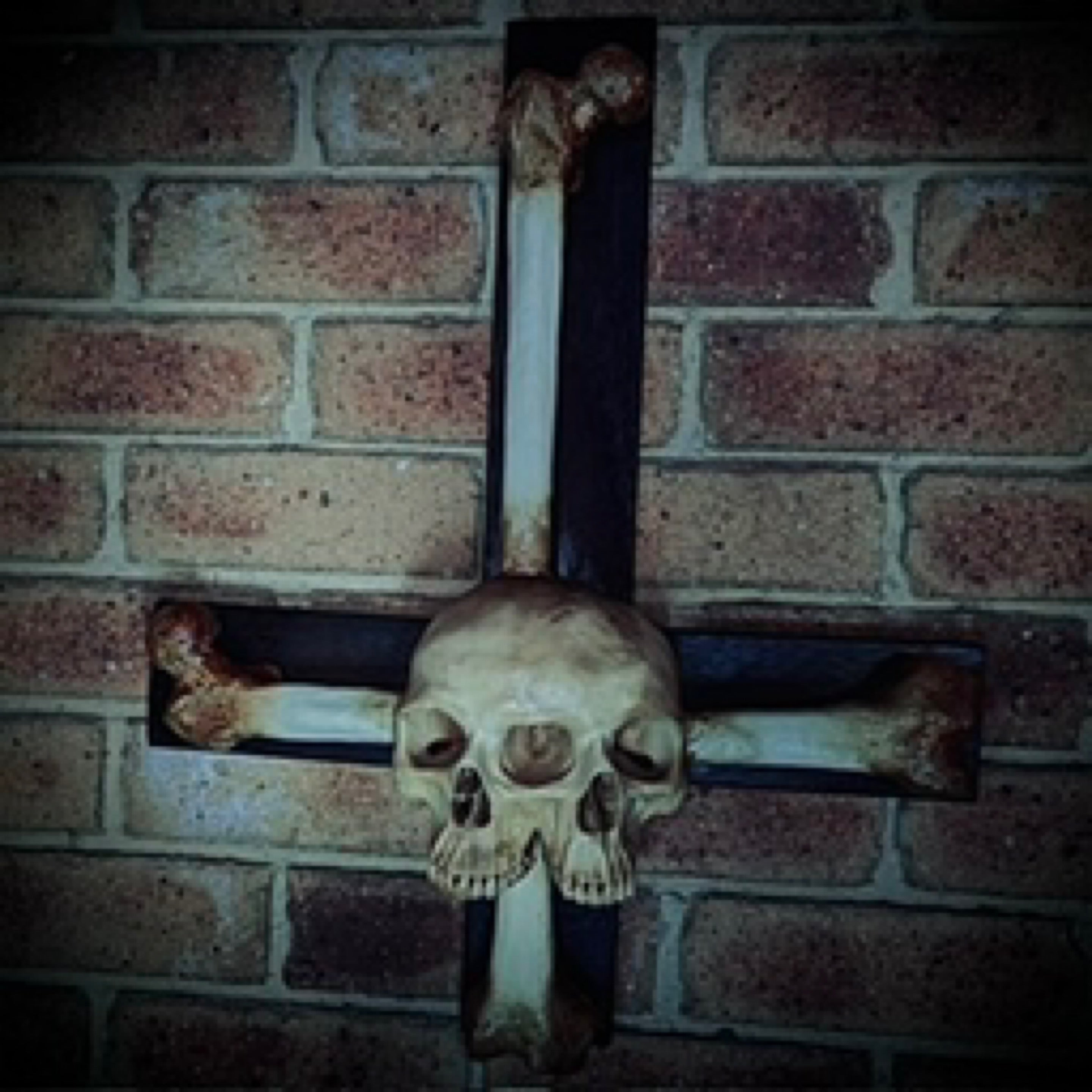 Fallen Wall Skull Sculpture