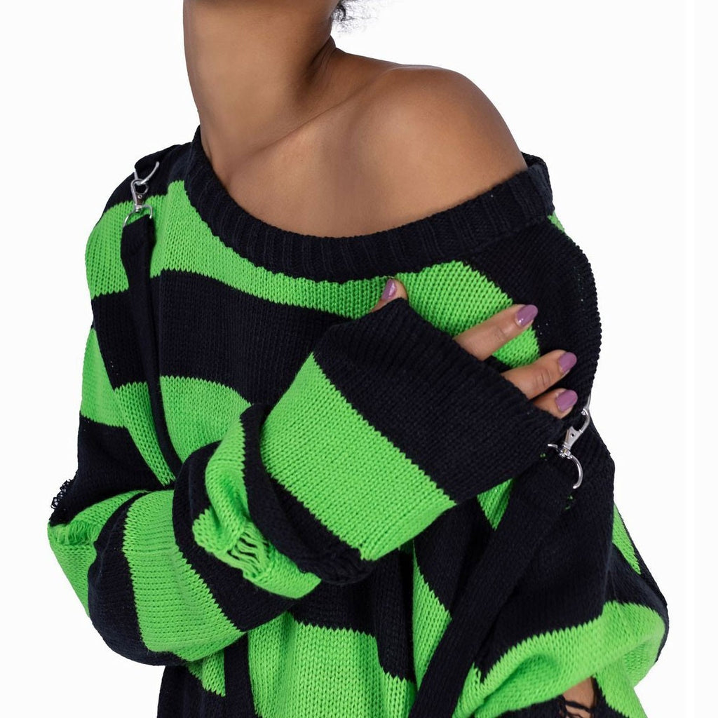 Oriana Green Striper Jumper