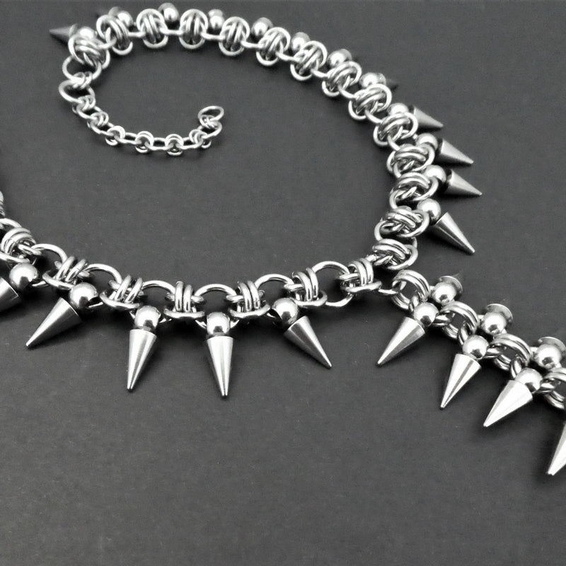 Skeletal Remains Spiked Stainless Steel Necklace