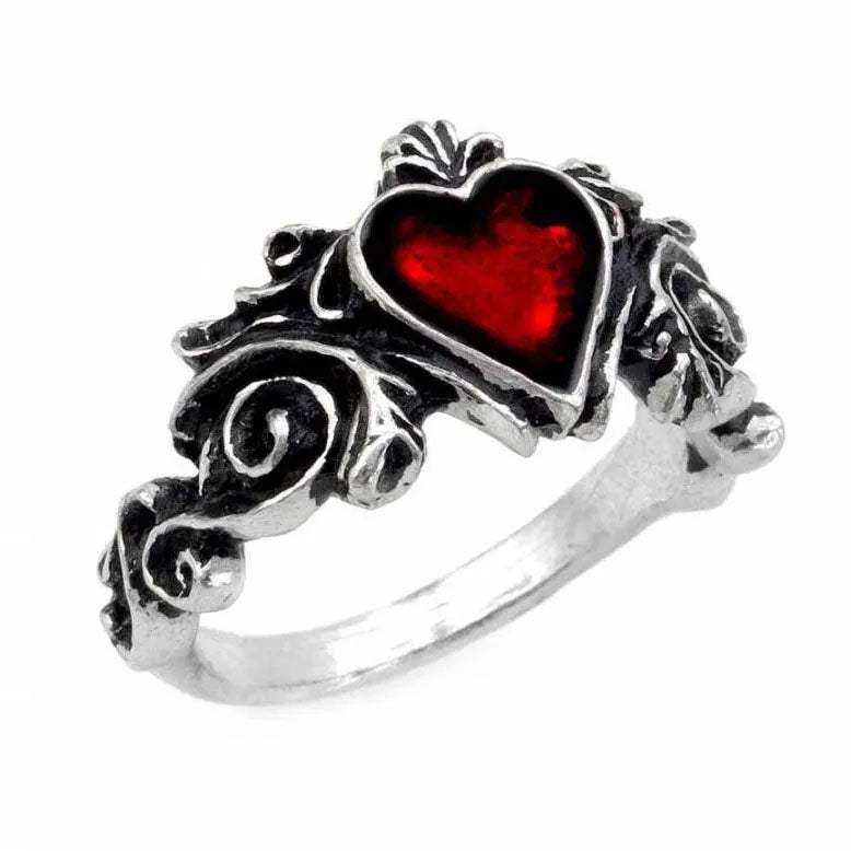 Betrothal Red Gothic Heart Ring
