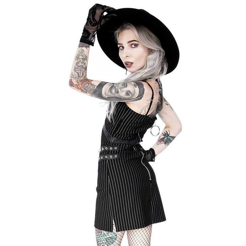 Comare Collared Pinstripe Mini Dress