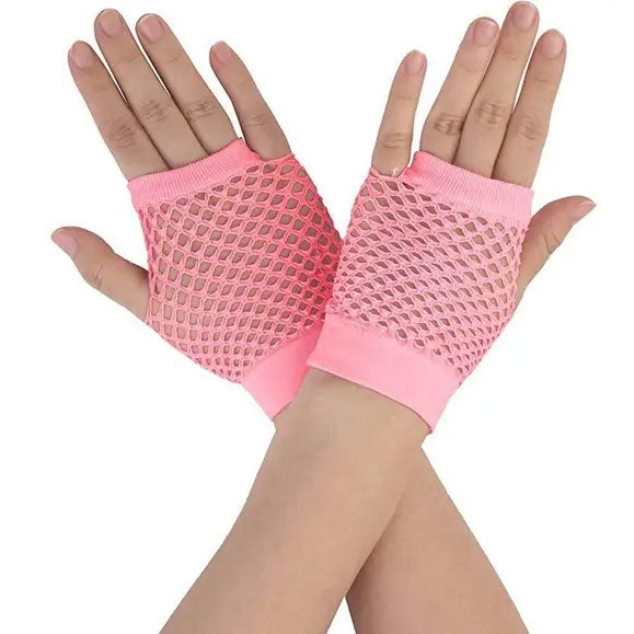 Fishnet Fingerless Gloves - Light Pink