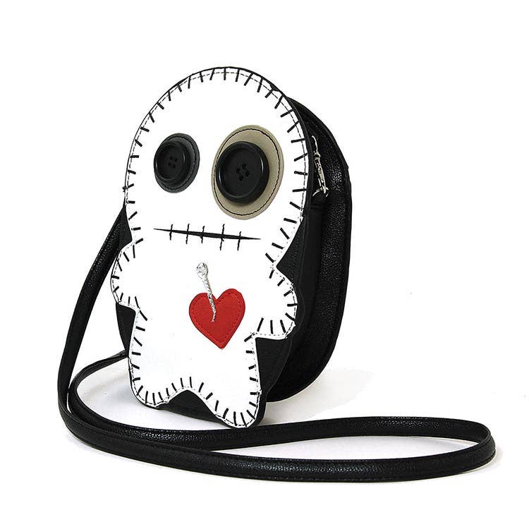 Stitched Voodoo Doll Crossbody Bag: White