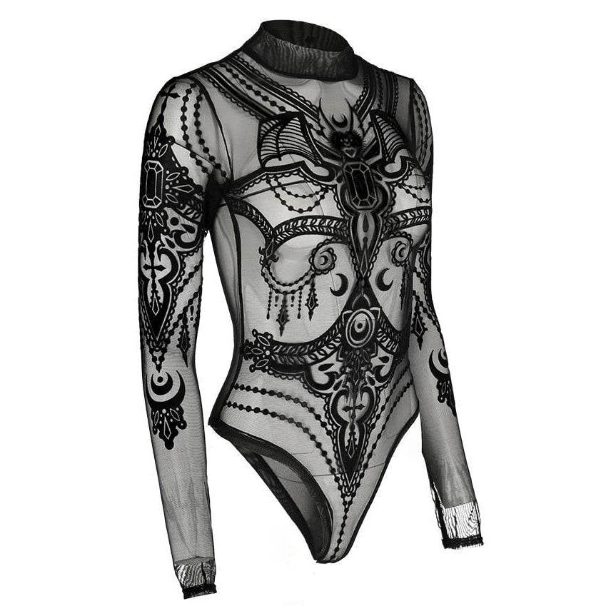 Jewel Bat Mesh Bodysuit