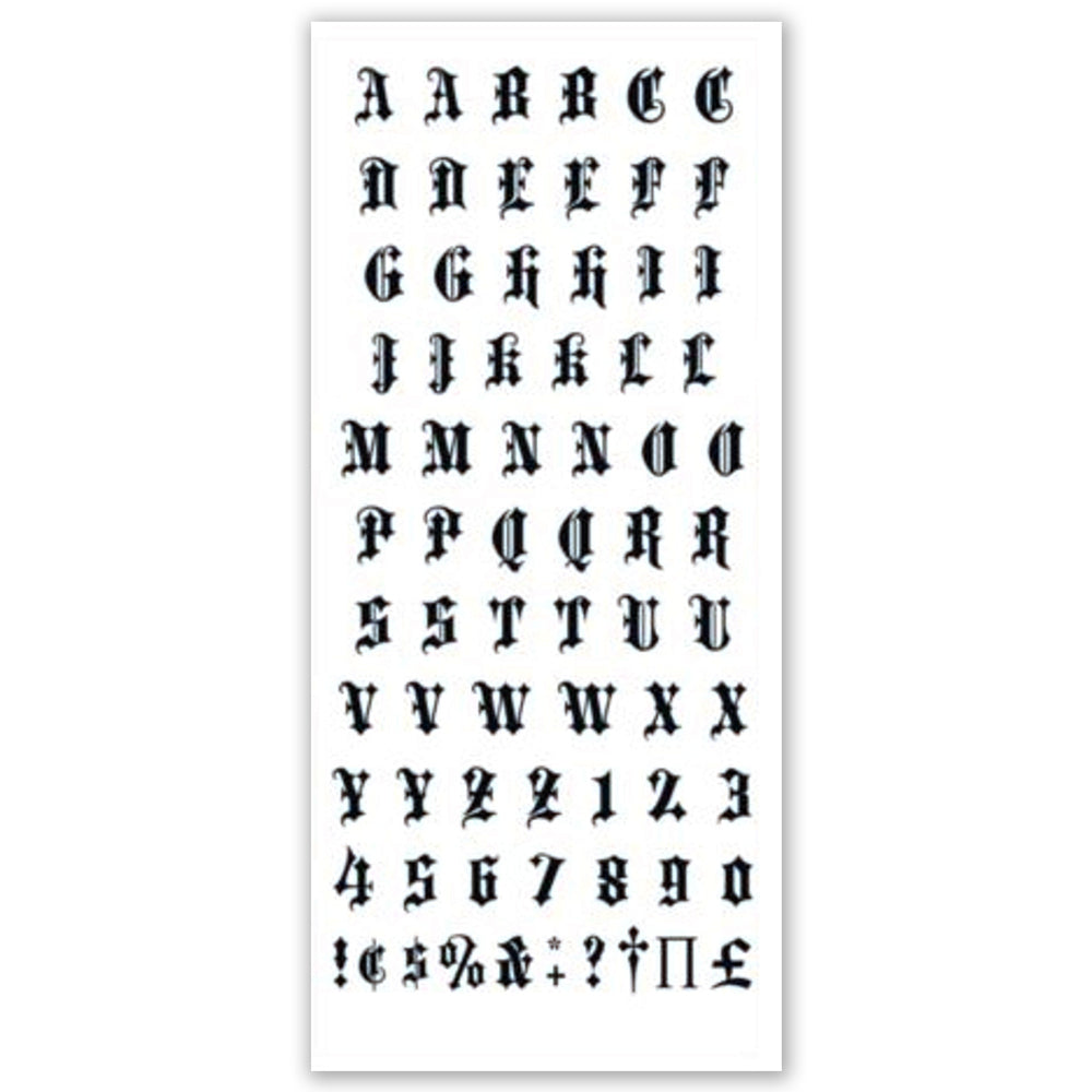 Make-up Tattoo Knuckles - Old English Alphabet
