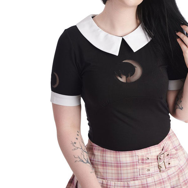Black Moon Dreaming Collar Top