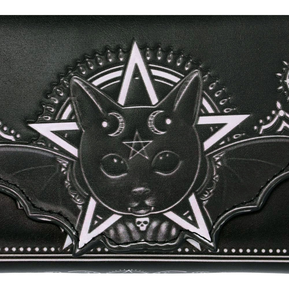 Malpuss Black Bat Cat Embossed Wallet