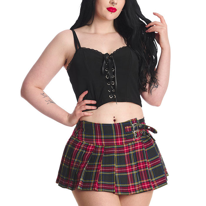 Dark Doll Black Tartan Mini Skirt