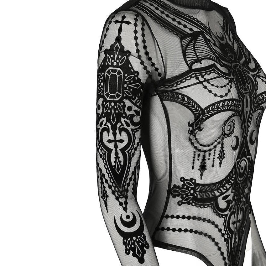 Jewel Bat Mesh Bodysuit
