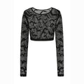 Crypt Long Sleeve Mesh Crop Top