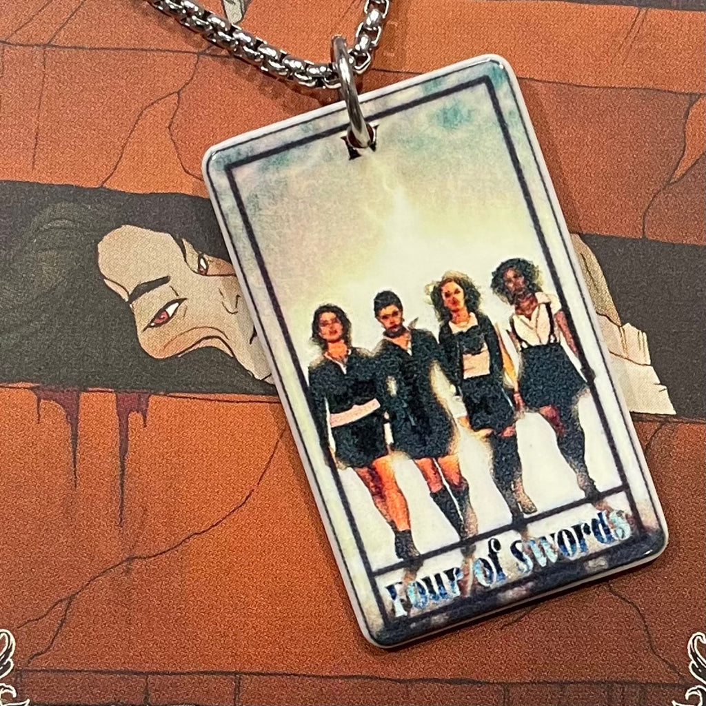 Horror Tarot Four of Swords Necklace