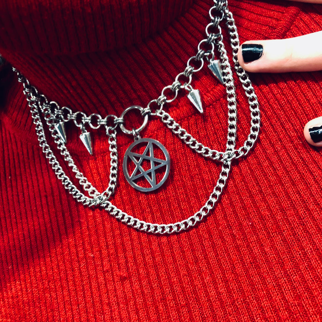 Mayhem In Chains Pentagram Choker