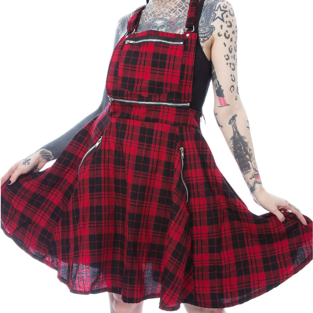 Maude Red Tartan Pinafore
