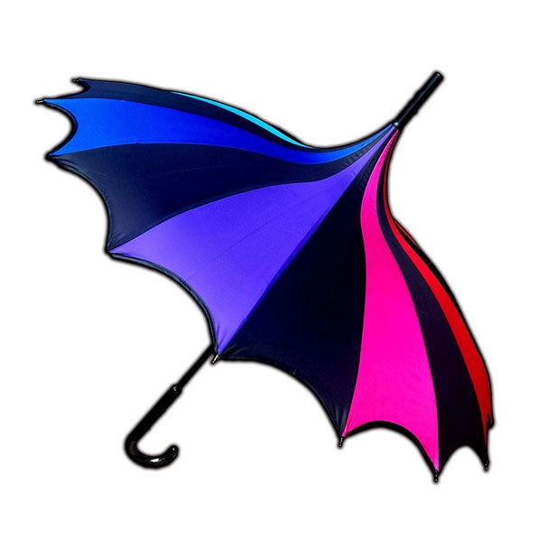 Batwing Pagoda Umbrella - True Black Rainbow