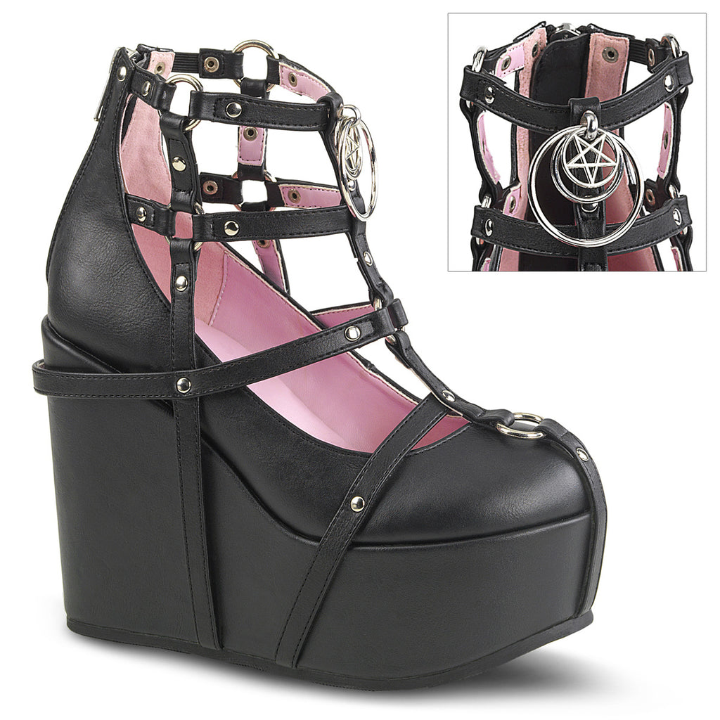 Poison Caged Wedge Platform Boots