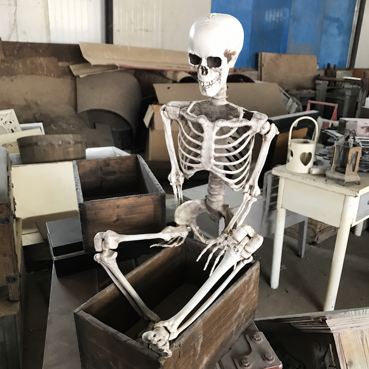 Bone Idle Skeleton Prop, 185cm, realistic plastic human skeleton decoration