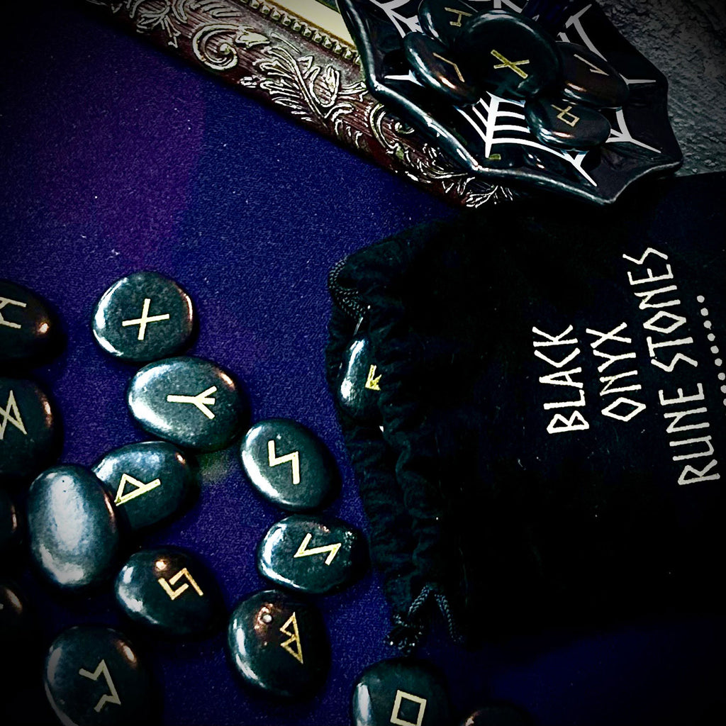 Black Onyx Rune Stone Set