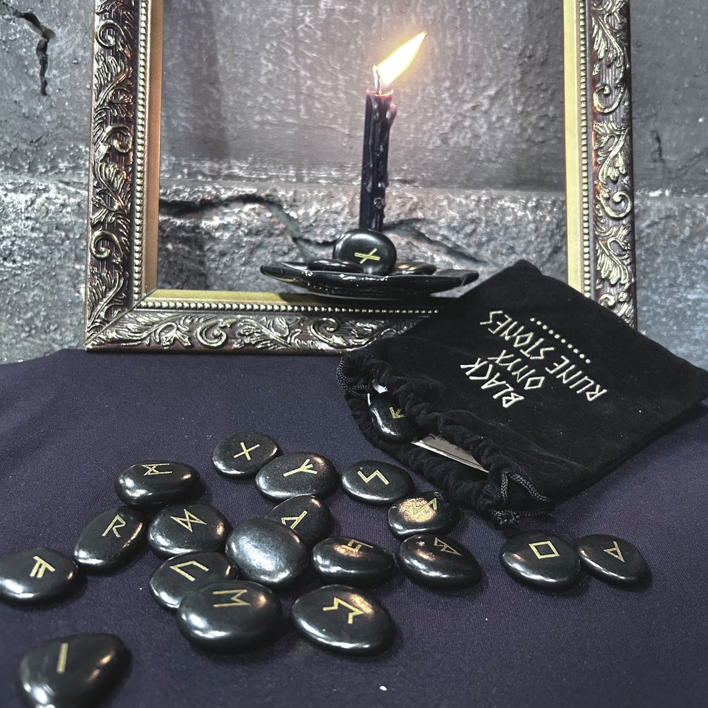 Black Onyx Rune Stone Set