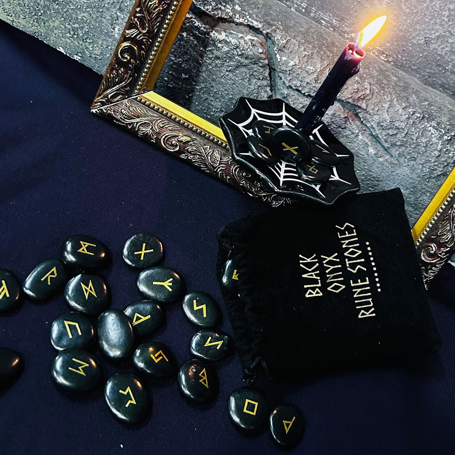 Black Onyx Rune Stone Set
