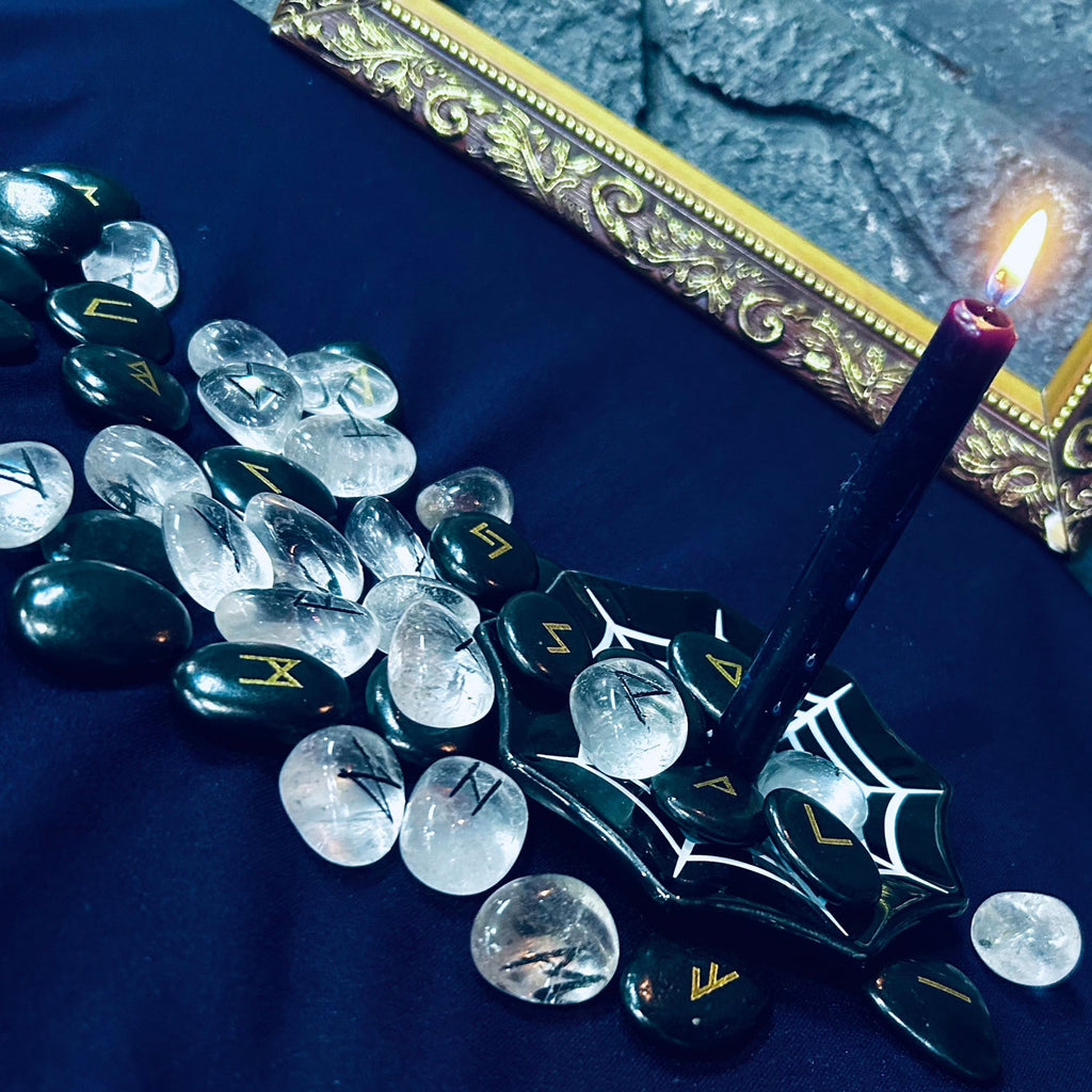 Clear Quartz Rune Stone Set