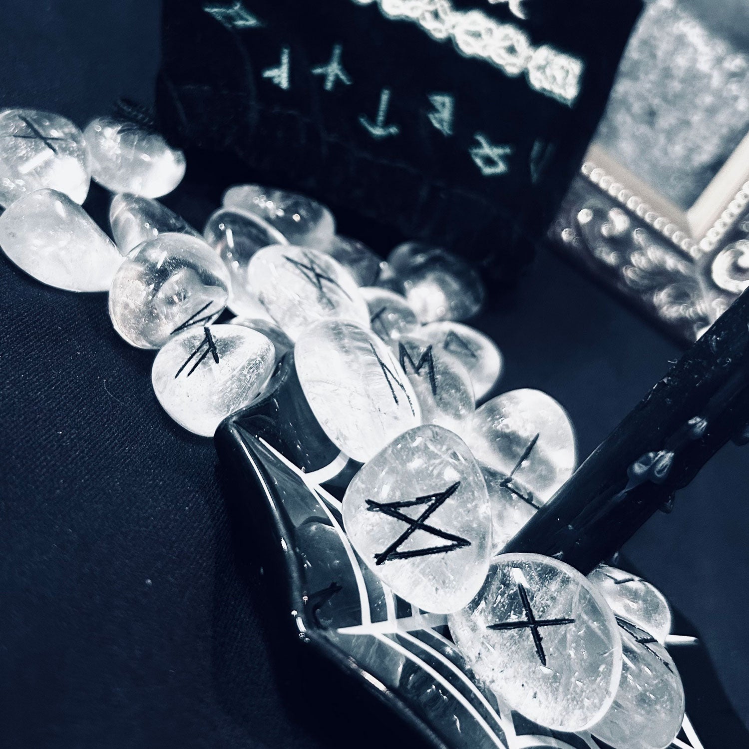 Clear Quartz Rune Stone Set