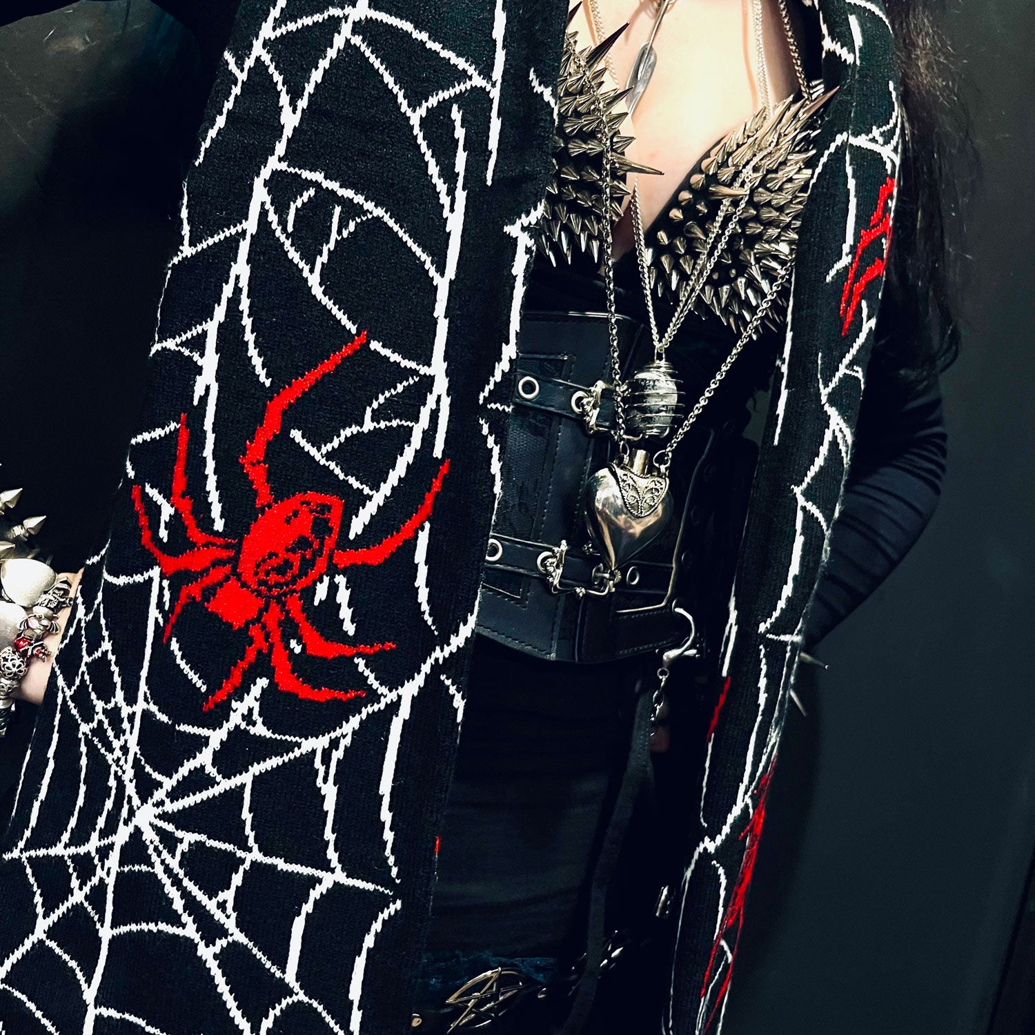 Creepy Crawler Knitted Spiderweb Scarf Scarf