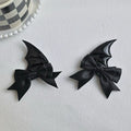 Vamp Bow Wing Hair Clips, black bat wing and satin bow hair clips