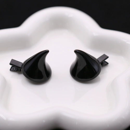 Imp Horn Hair Clips, small black devil horn hair clips