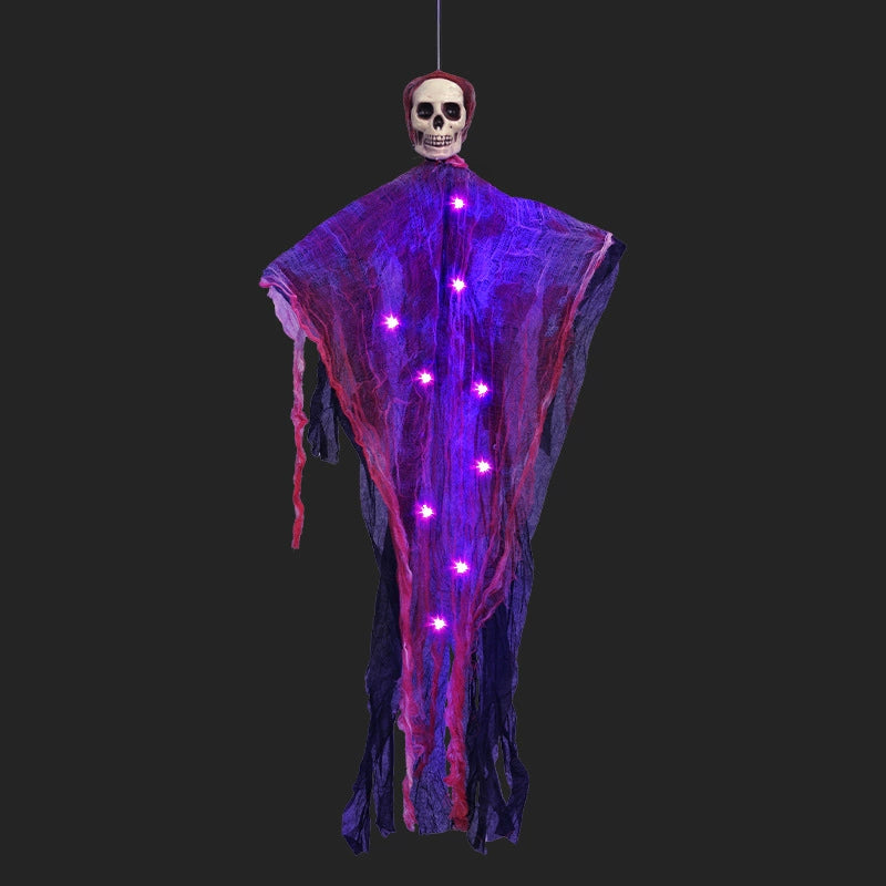 Bloodied Banshee Light-Up Ghost, Purple, hanging skull ghost with LED lights