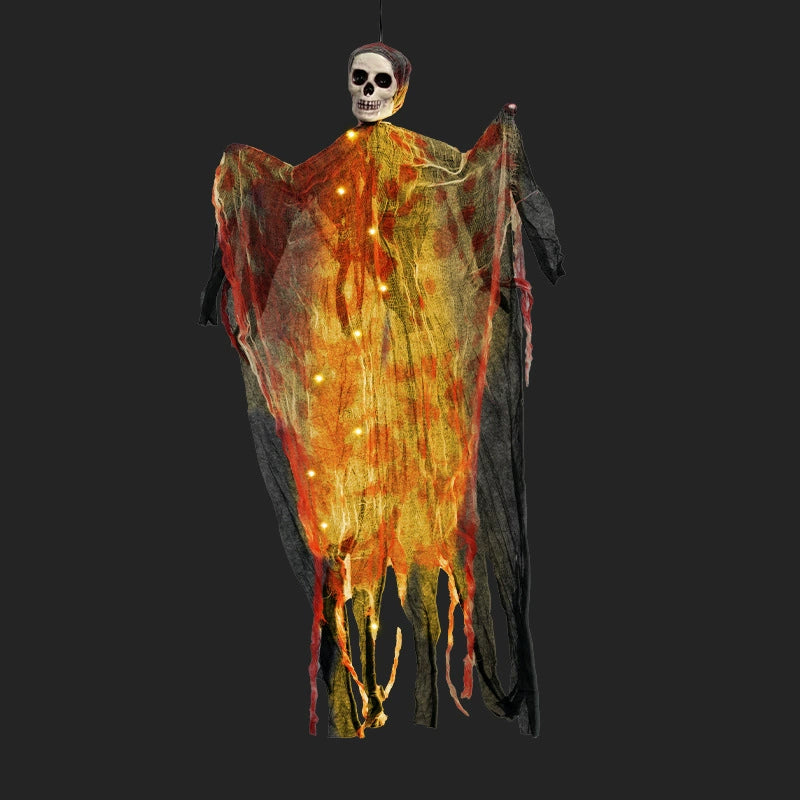 Bloodied Banshee Light-Up Ghost, Orange, hanging skull ghost with LED lights