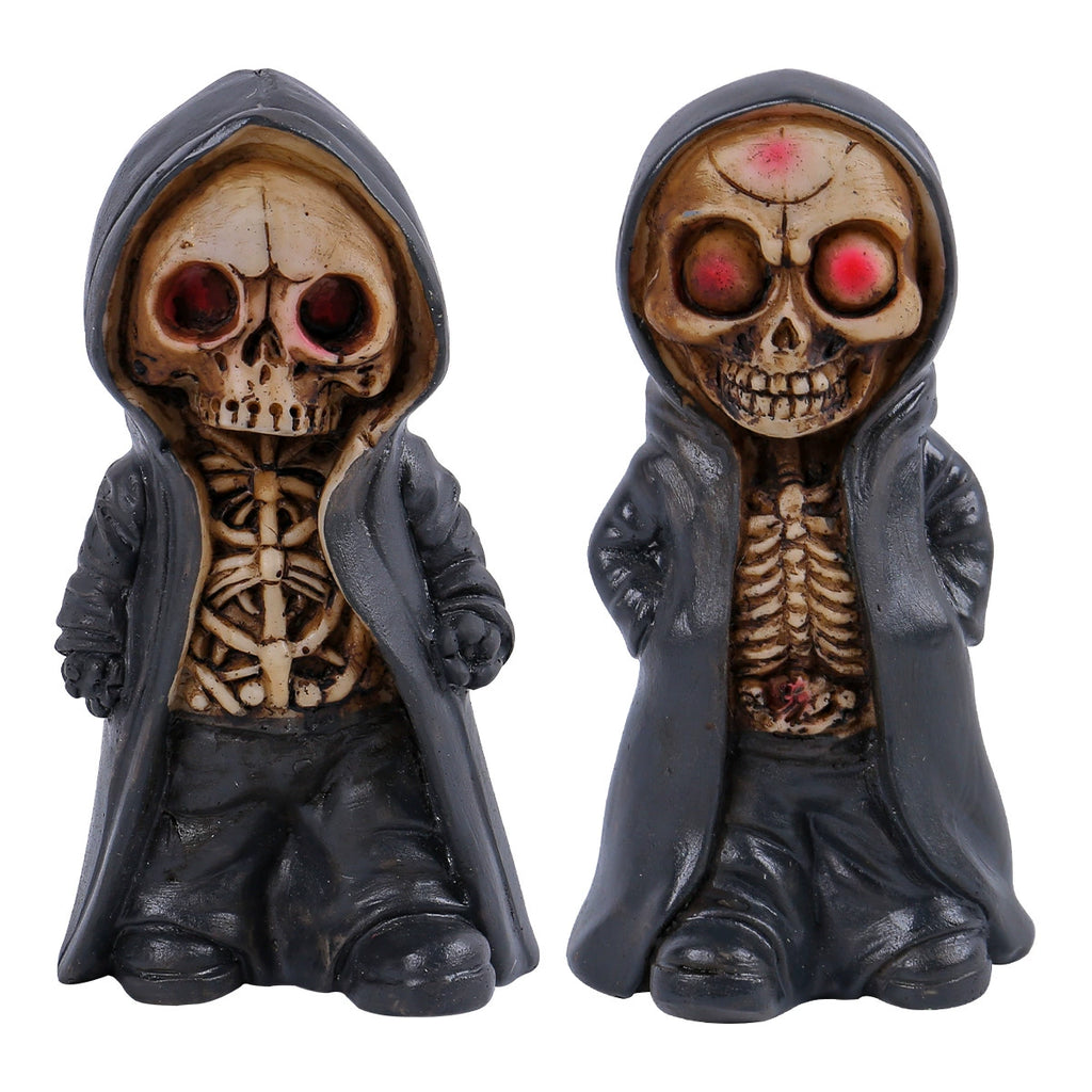 Hooded Reaper Light-Up Figure, Hollow Eyes, resin hooded skeleton figure