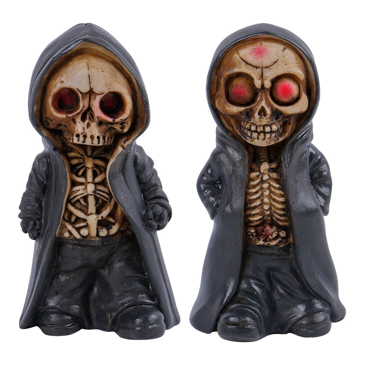 Hooded Reaper Light-Up Figure, Hollow Eyes, resin hooded skeleton figure