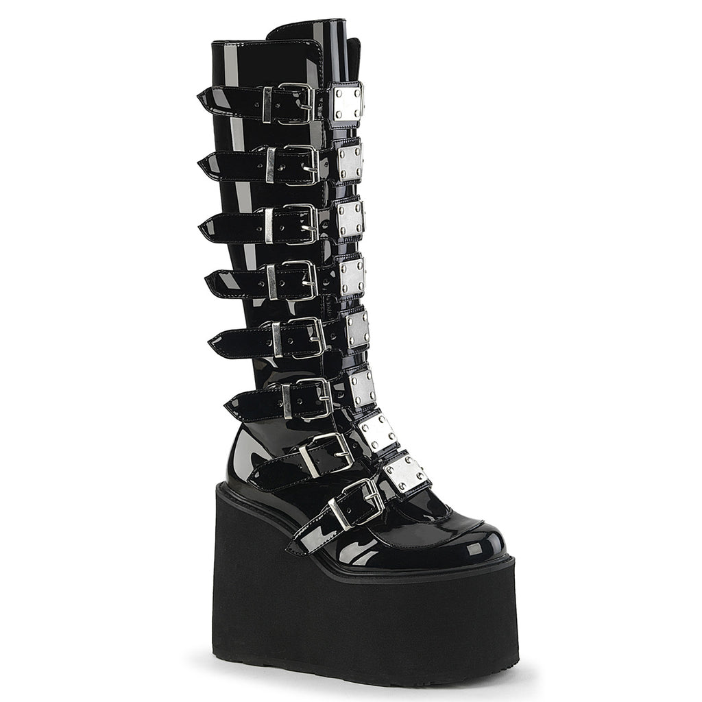 Swing Cyber Metal Plate Platform Knee Boots